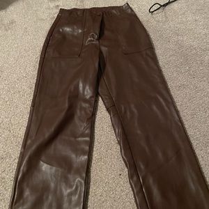 Brown leather pants